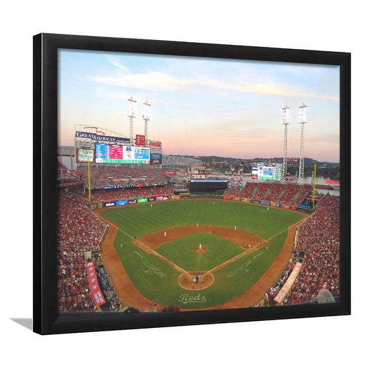 Great American Ball Park in Ohio, Stadium Canvas, Sport Art, Gift for him, Framed Art Print Wall Decor, Picture Framed
