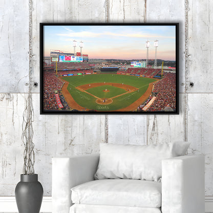 Great American Ball Park in Ohio, Stadium Canvas, Sport Art, Framed Canvas Print Wall Art, Floating Frame