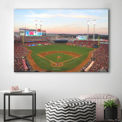 Great American Ball Park in Ohio, Stadium Canvas, Sport Art, Gift for him, Man Cave Decor, Art Print, Canvas Print Wall Art