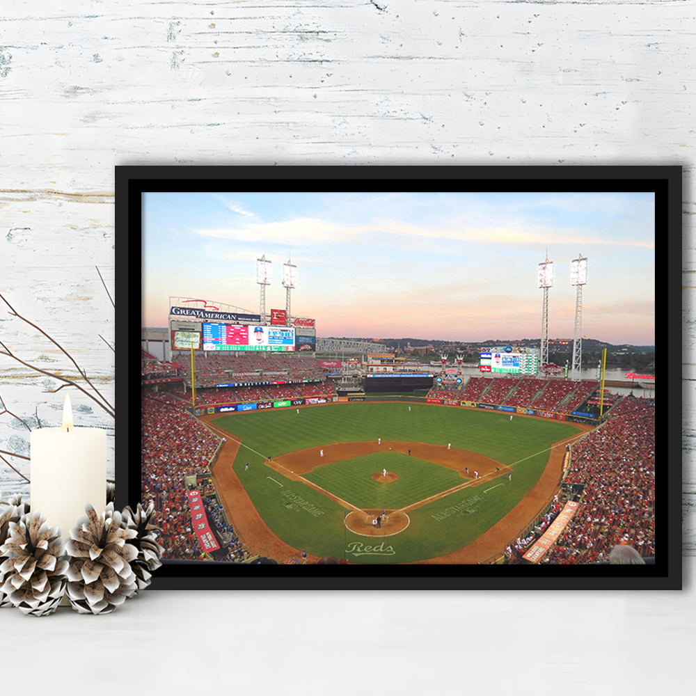 Great American Ball Park in Ohio, Stadium Canvas, Sport Art, Framed Canvas Print Wall Art, Floating Frame