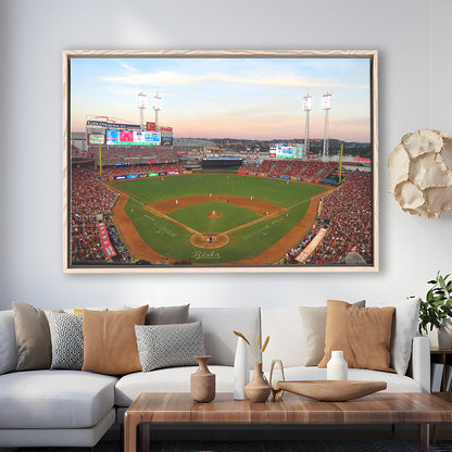 Great American Ball Park in Ohio, Stadium Canvas, Sport Art, Framed Canvas Print Wall Art, Floating Frame
