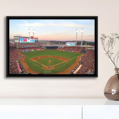 Great American Ball Park in Ohio, Stadium Canvas, Sport Art, Framed Canvas Print Wall Art, Floating Frame