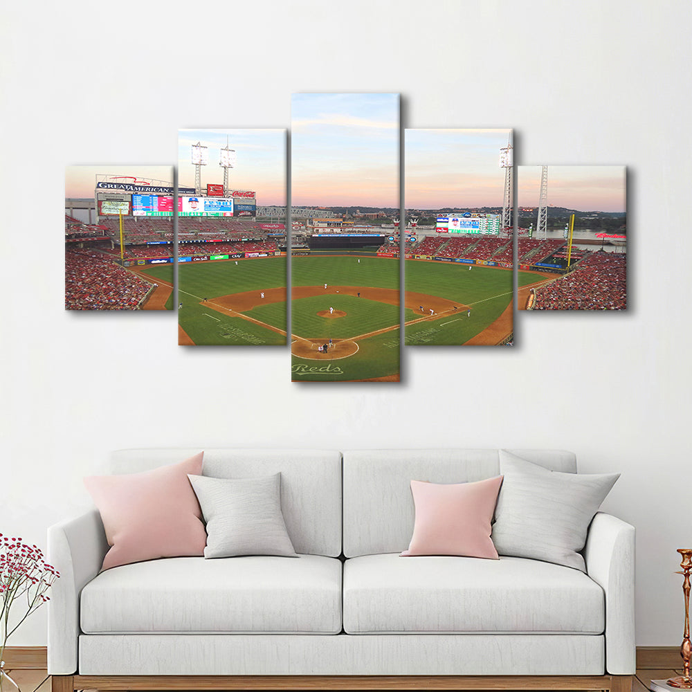 Great American Ball Park in Ohio, Stadium Canvas, Sport Art, Gift for him, 5 Panel, Large Canvas, Canvas Print Wall Art