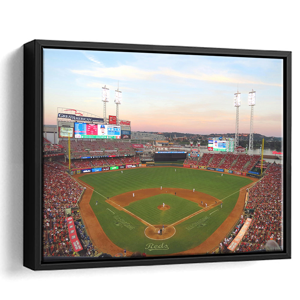Great American Ball Park in Ohio, Stadium Canvas, Sport Art, Framed Canvas Print Wall Art, Floating Frame