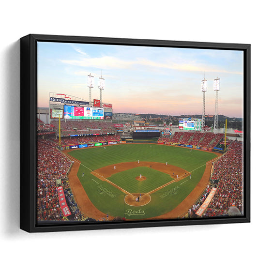 Great American Ball Park in Ohio, Stadium Canvas, Sport Art, Framed Canvas Print Wall Art, Floating Frame