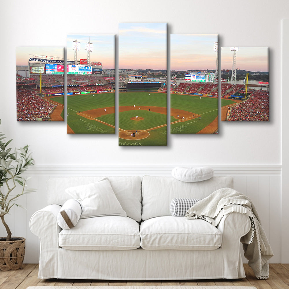 Great American Ball Park in Ohio, Stadium Canvas, Sport Art, Gift for him, 5 Panel, Large Canvas, Canvas Print Wall Art