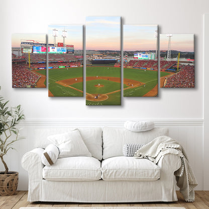 Great American Ball Park in Ohio, Stadium Canvas, Sport Art, Gift for him, 5 Panel, Large Canvas, Canvas Print Wall Art