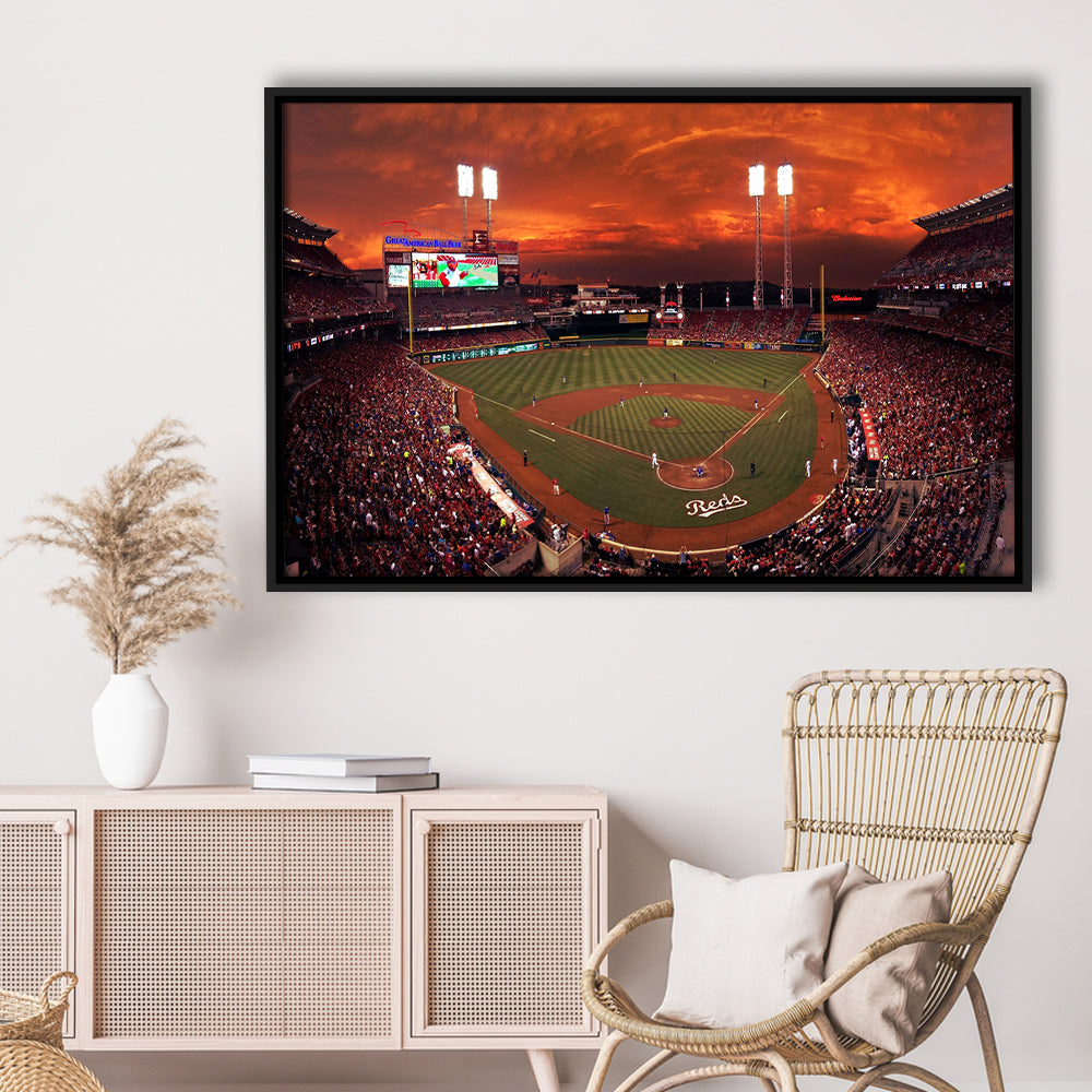 Great American Ballpark, Stadium Canvas, Sport Art, Framed Canvas Print Wall Art, Floating Frame