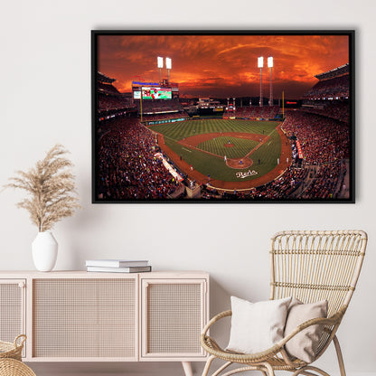 Great American Ballpark, Stadium Canvas, Sport Art, Framed Canvas Print Wall Art, Floating Frame