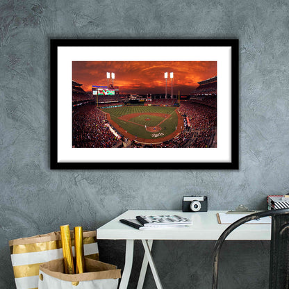 Great American Ballpark, Stadium Canvas, Sport Art, Gift for him, White Border Framed Art Print Wall Decor