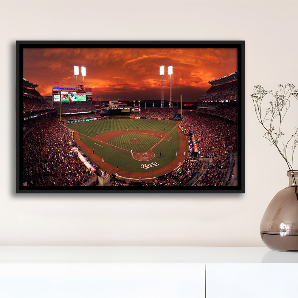 Great American Ballpark, Stadium Canvas, Sport Art, Framed Canvas Print Wall Art, Floating Frame