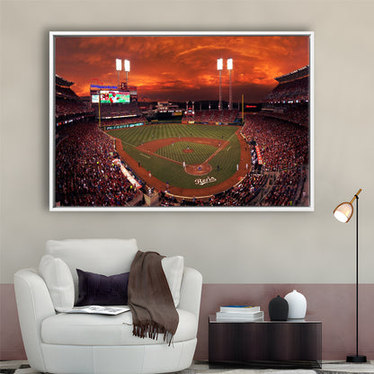 Great American Ballpark, Stadium Canvas, Sport Art, Framed Canvas Print Wall Art, Floating Frame