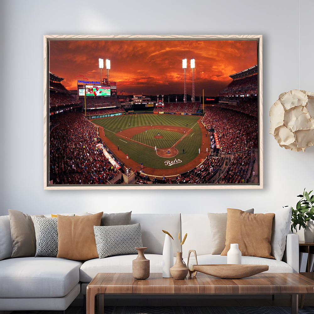 Great American Ballpark, Stadium Canvas, Sport Art, Framed Canvas Print Wall Art, Floating Frame