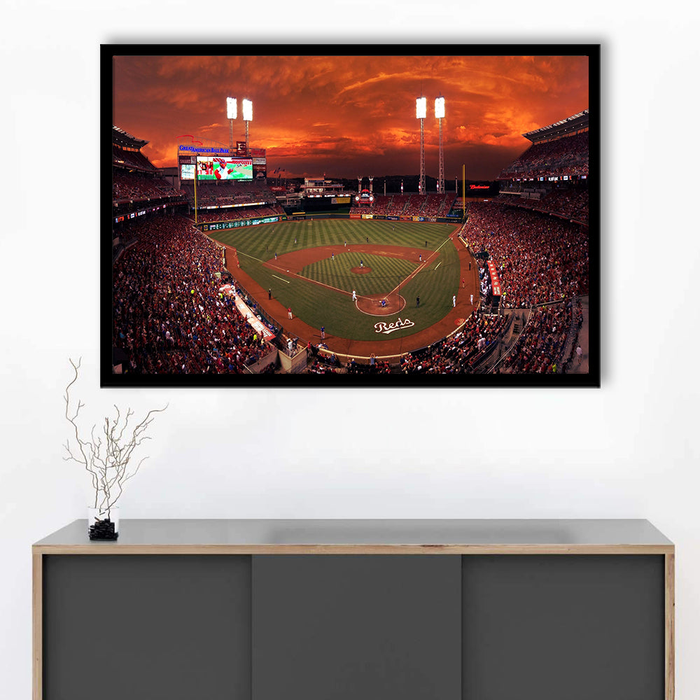 Great American Ballpark, Stadium Canvas, Sport Art, Gift for him, Framed Art Print Wall Decor, Picture Framed