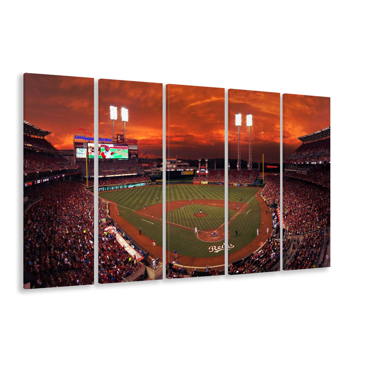 Great American Ballpark, Stadium Canvas, Sport Art, 5 Panel B, Extra Large Canvas, Canvas Print Wall Art