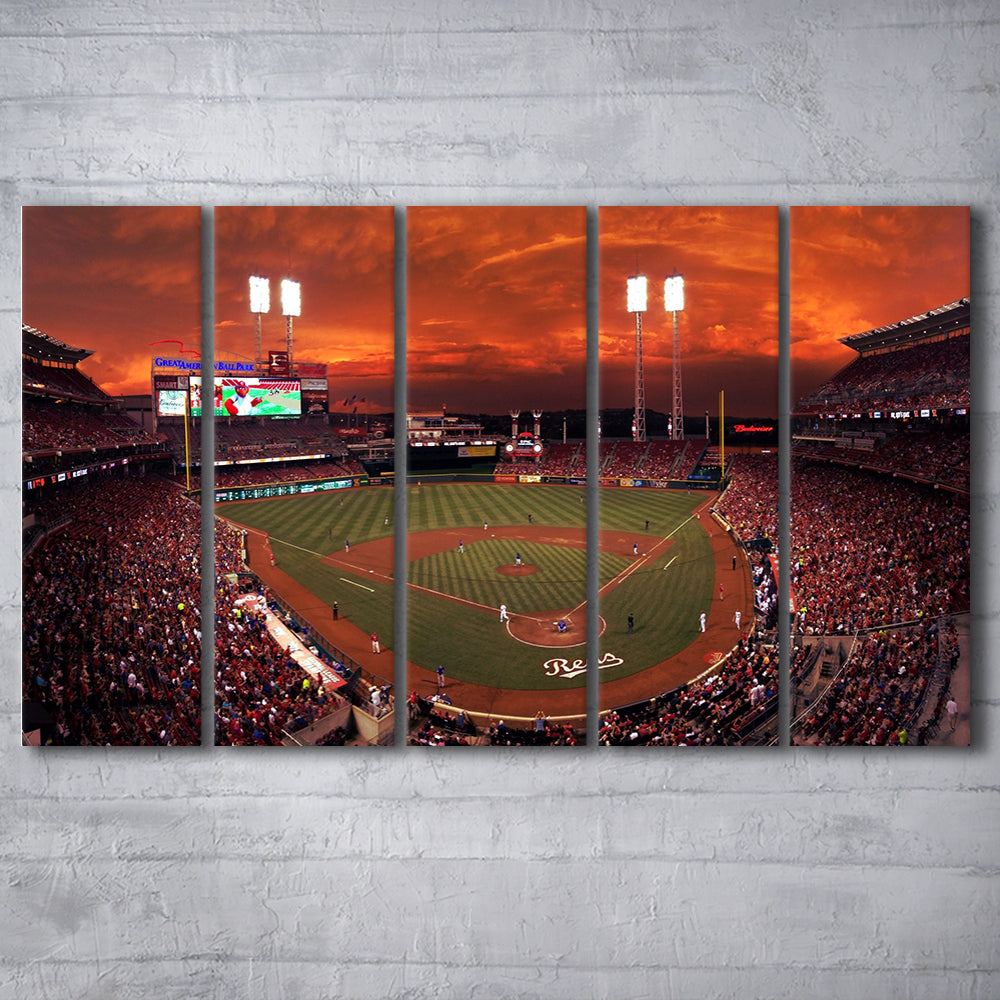 Great American Ballpark, Stadium Canvas, Sport Art, 5 Panel B, Extra Large Canvas, Canvas Print Wall Art