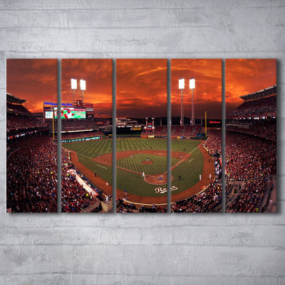Great American Ballpark, Stadium Canvas, Sport Art, 5 Panel B, Extra Large Canvas, Canvas Print Wall Art