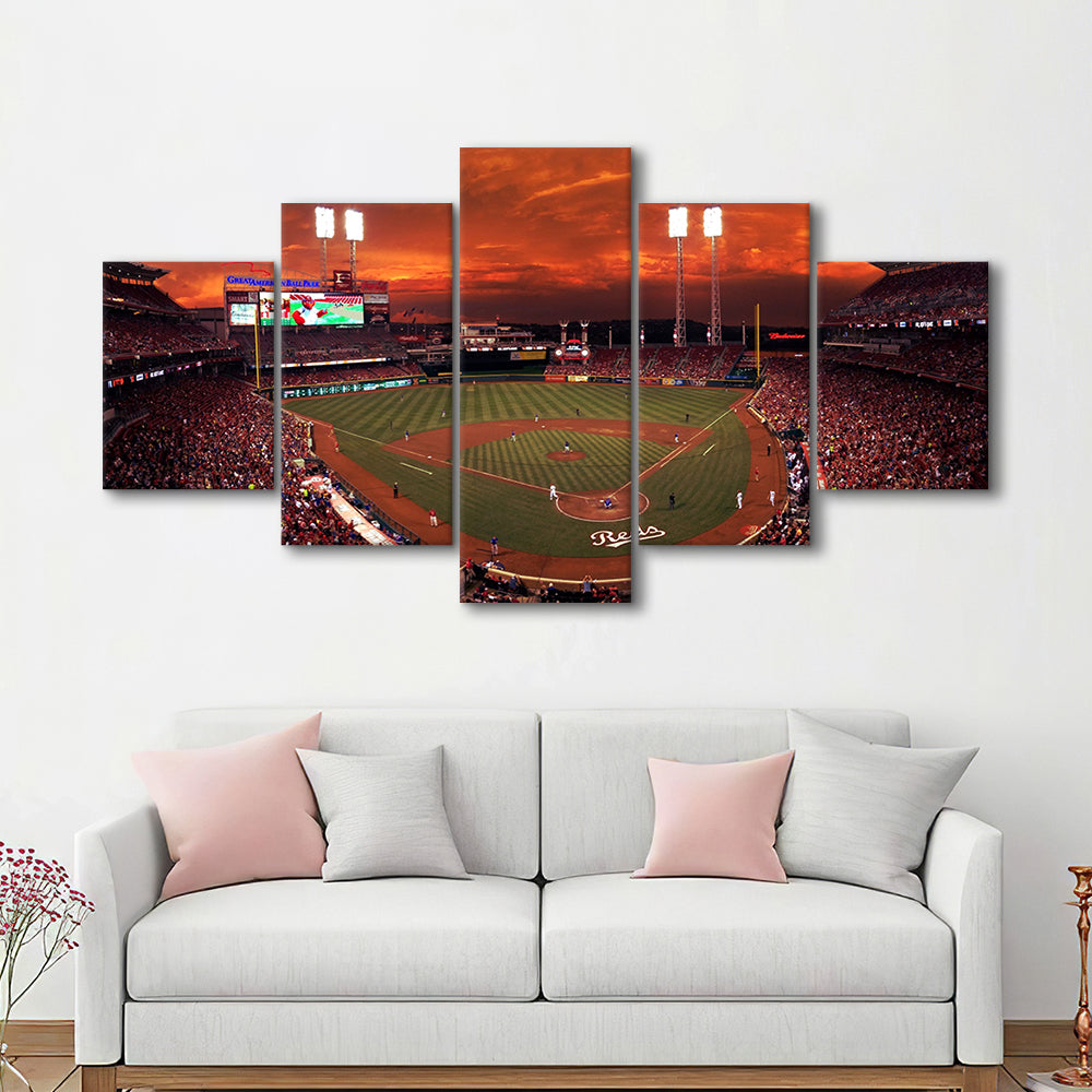 Great American Ballpark, Stadium Canvas, Sport Art, Gift for him, 5 Panel, Large Canvas, Canvas Print Wall Art