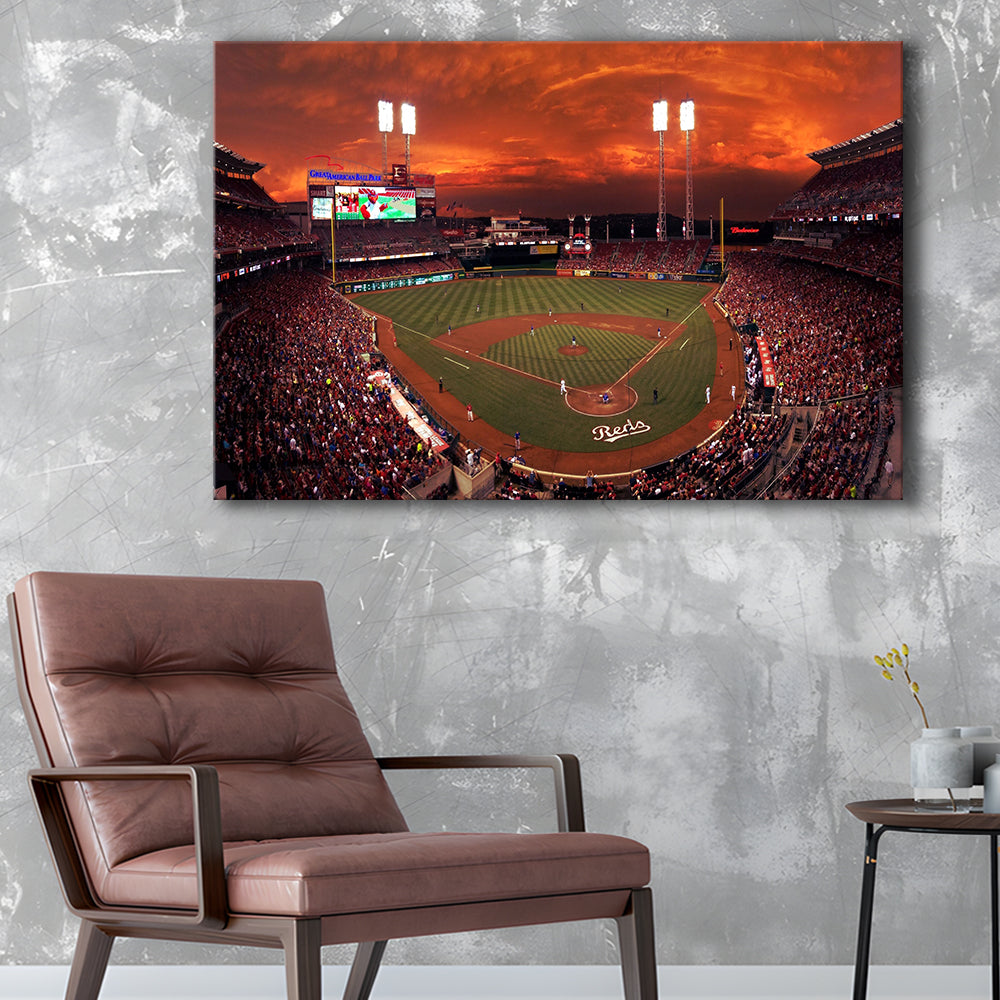Great American Ballpark, Stadium Canvas, Sport Art, Gift for him, Man Cave Decor, Art Print, Canvas Print Wall Art