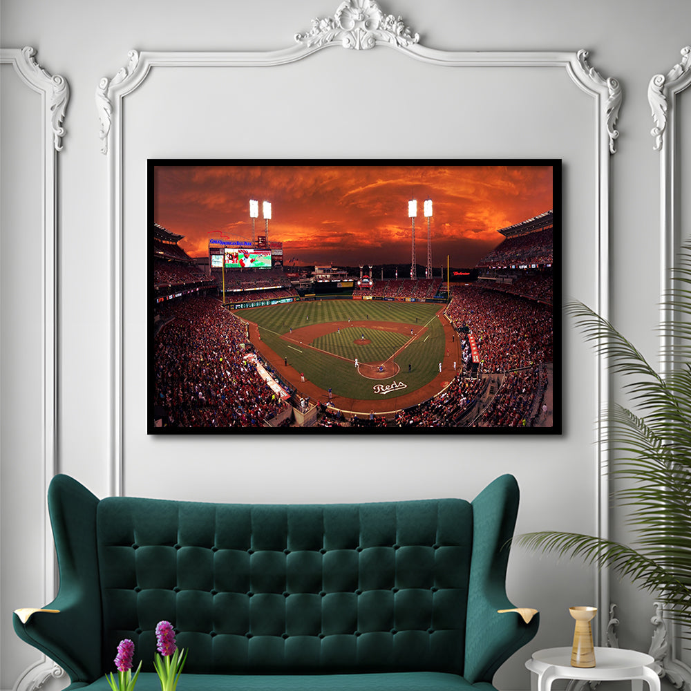 Great American Ballpark, Stadium Canvas, Sport Art, Gift for him, Framed Art Print Wall Decor, Picture Framed
