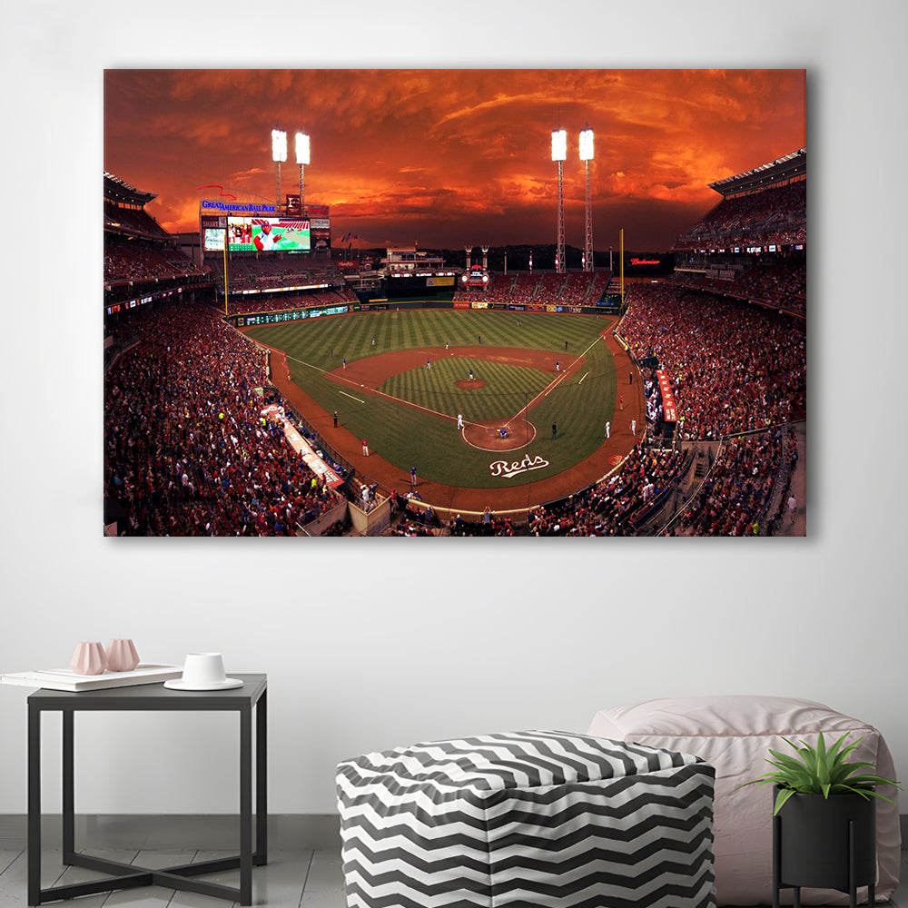 Great American Ballpark, Stadium Canvas, Sport Art, Gift for him, Man Cave Decor, Art Print, Canvas Print Wall Art