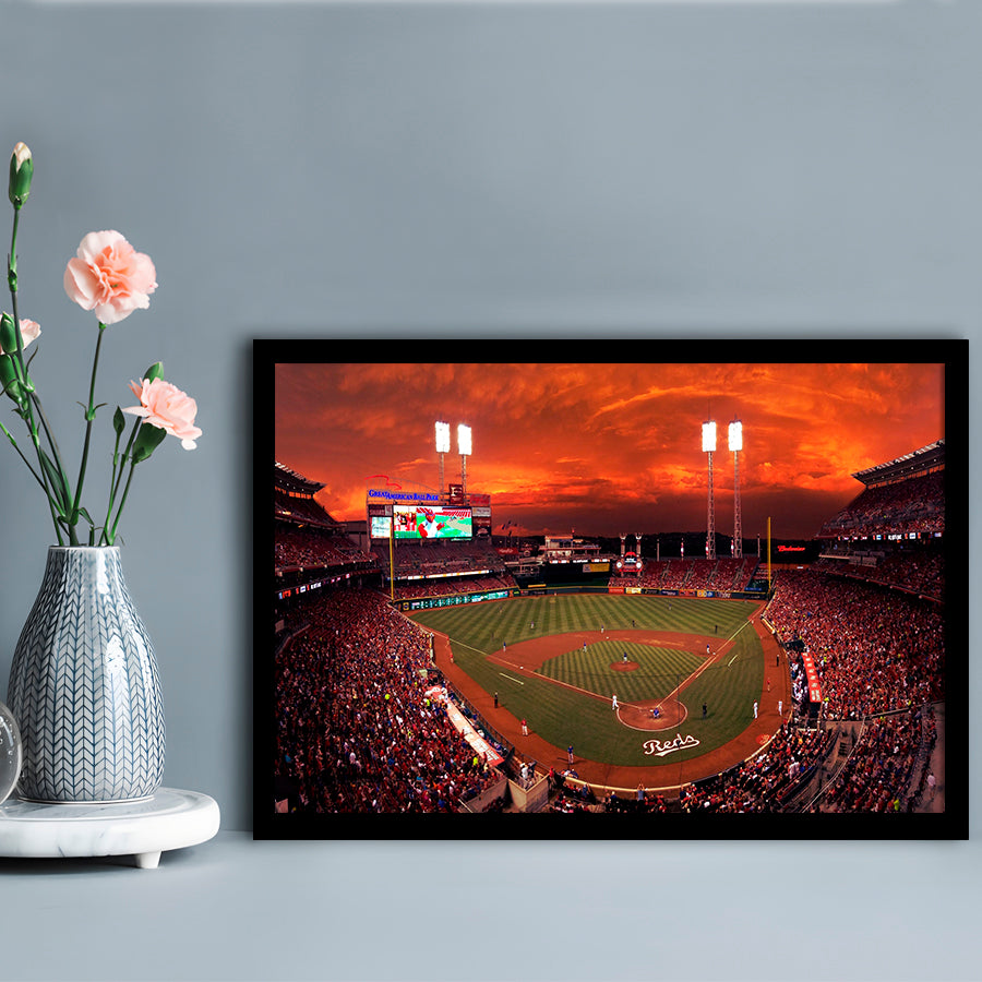 Great American Ballpark, Stadium Canvas, Sport Art, Gift for him, Framed Art Print Wall Decor, Picture Framed