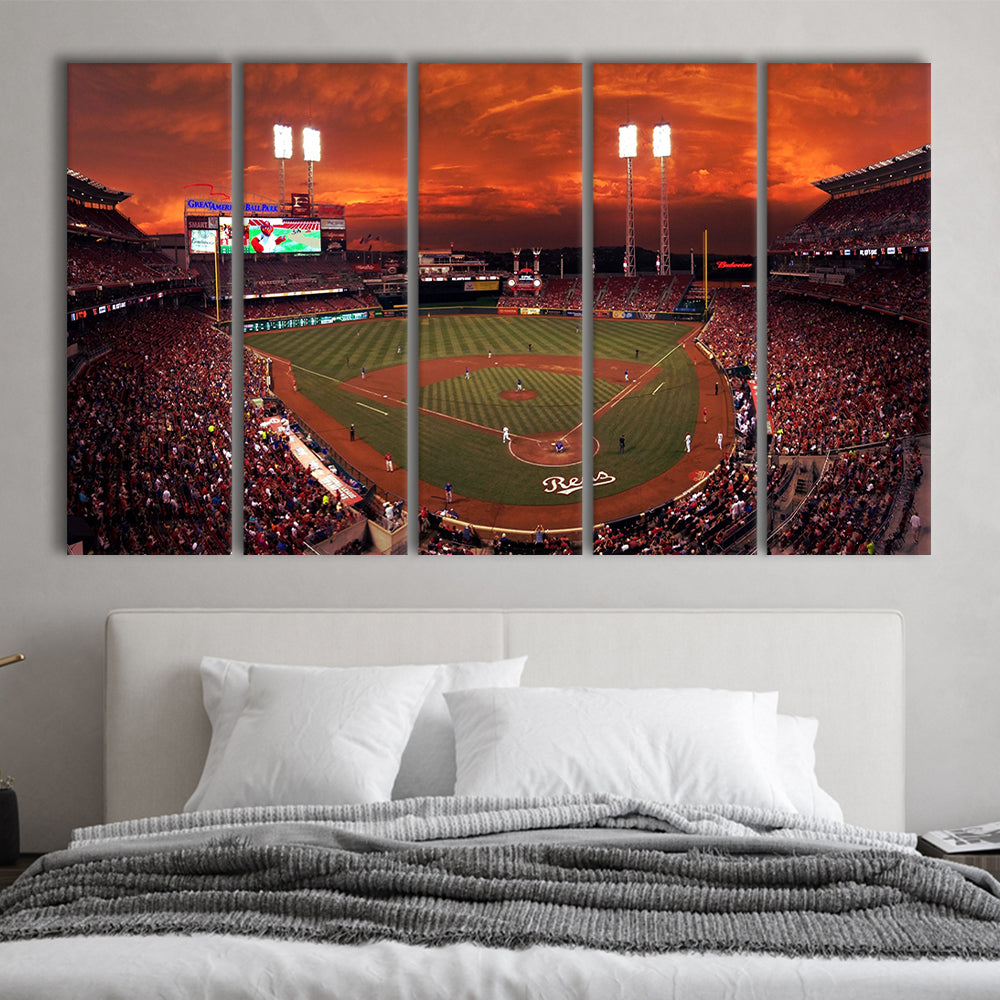 Great American Ballpark, Stadium Canvas, Sport Art, 5 Panel B, Extra Large Canvas, Canvas Print Wall Art