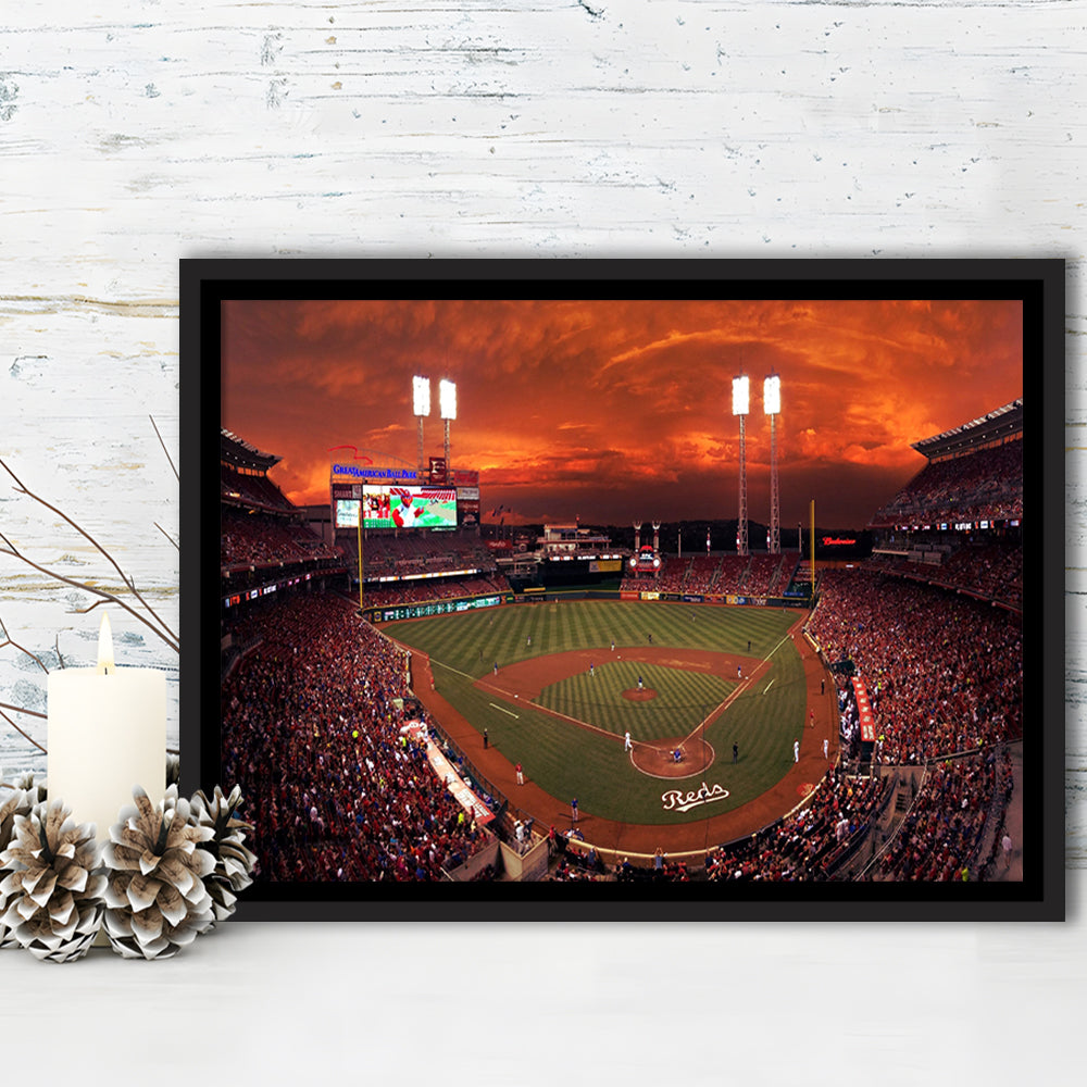 Great American Ballpark, Stadium Canvas, Sport Art, Framed Canvas Print Wall Art, Floating Frame