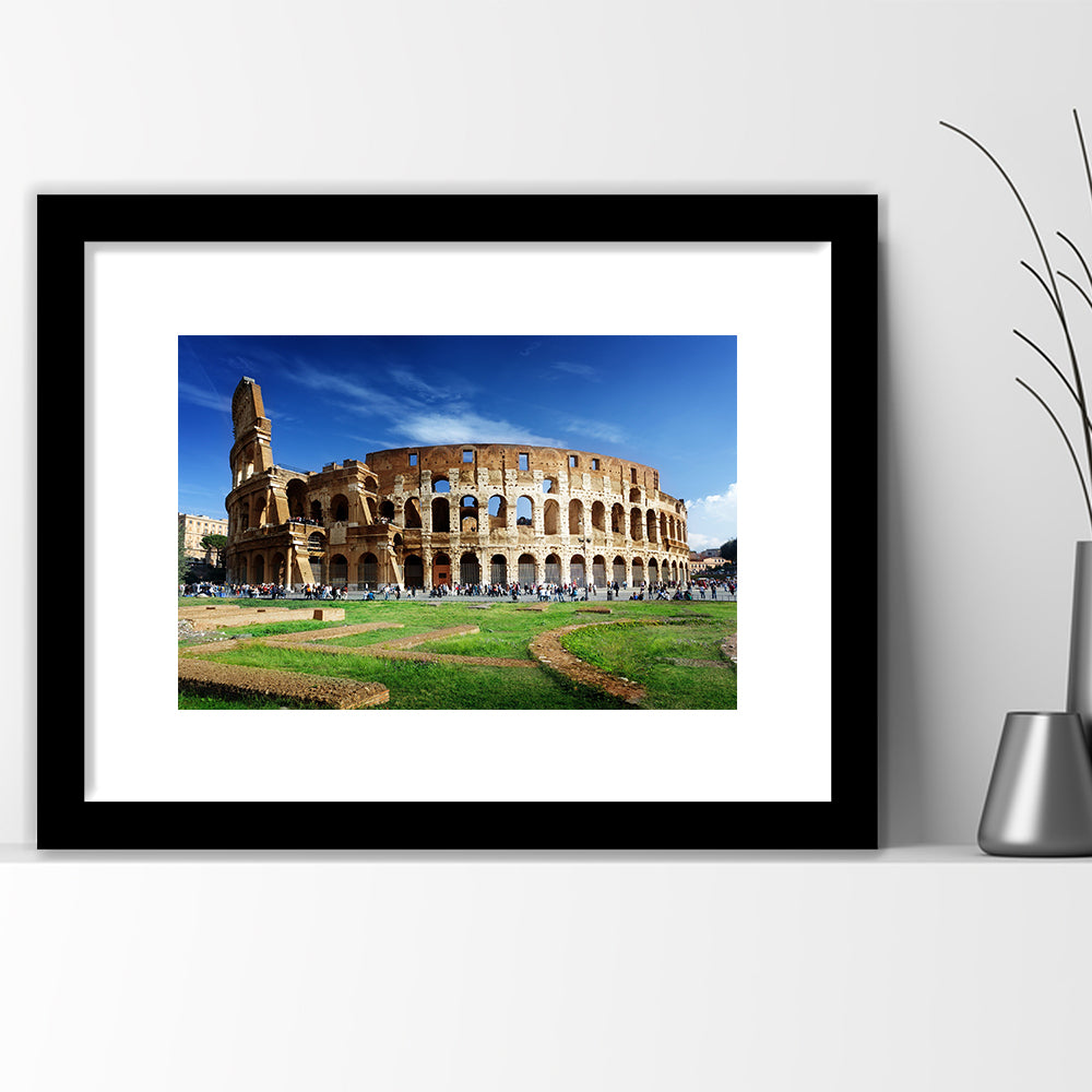 Great Colosseum, Stadium Canvas, Sport Art, Gift for him, White Border Framed Art Print Wall Decor
