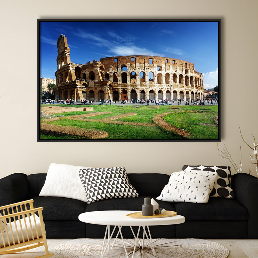 Great Colosseum, Stadium Canvas, Sport Art, Framed Canvas Print Wall Art, Floating Frame