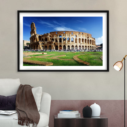 Great Colosseum, Stadium Canvas, Sport Art, Gift for him, White Border Framed Art Print Wall Decor