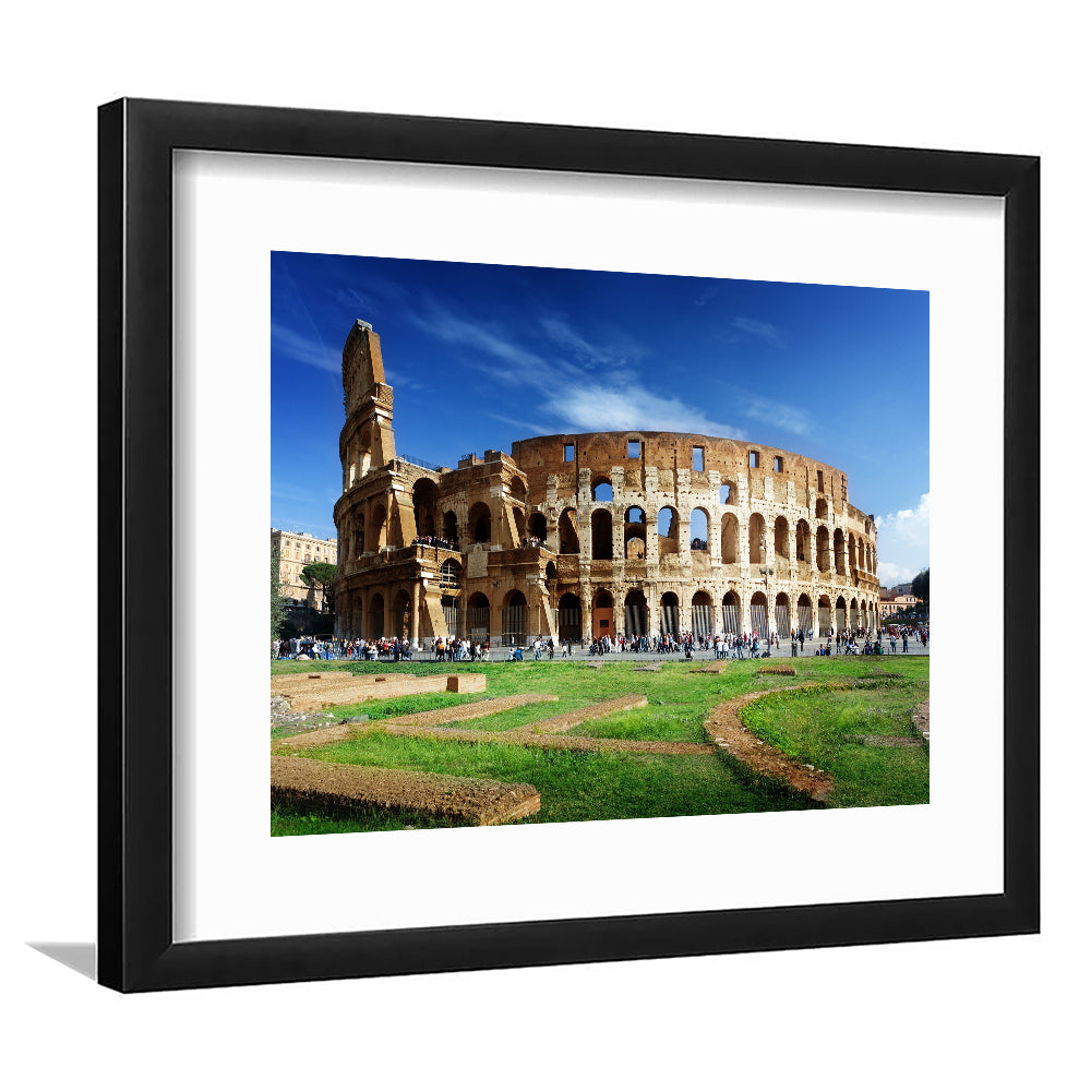 Great Colosseum, Stadium Canvas, Sport Art, Gift for him, White Border Framed Art Print Wall Decor