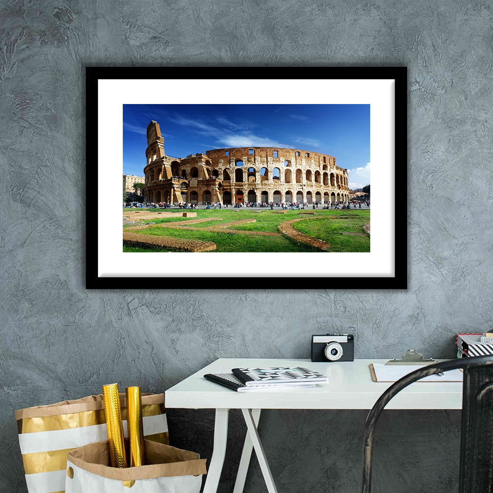 Great Colosseum, Stadium Canvas, Sport Art, Gift for him, White Border Framed Art Print Wall Decor