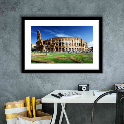 Great Colosseum, Stadium Canvas, Sport Art, Gift for him, White Border Framed Art Print Wall Decor