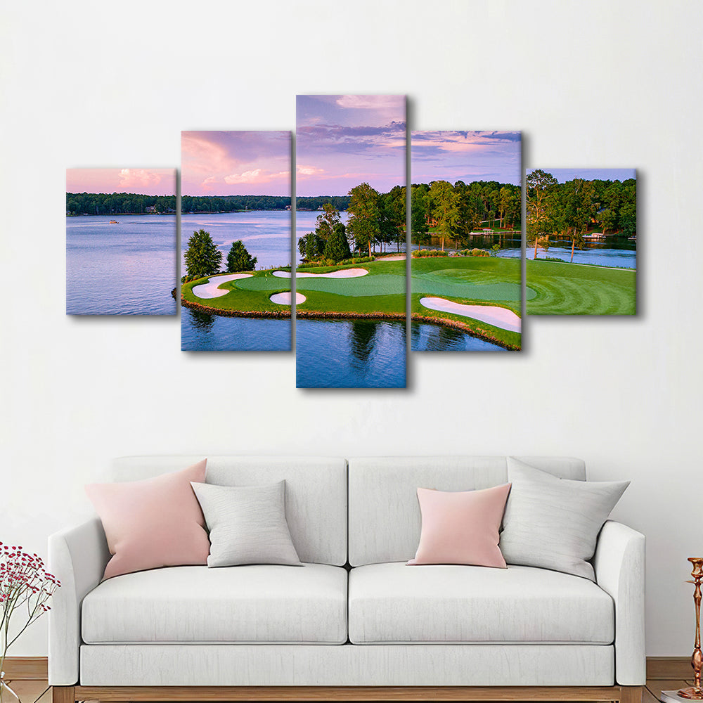 Great Waters At Reynolds Lake Oconee Golf Courses, Golf Art Print, 5 Pieces Mixed Canvas Print Wall Art