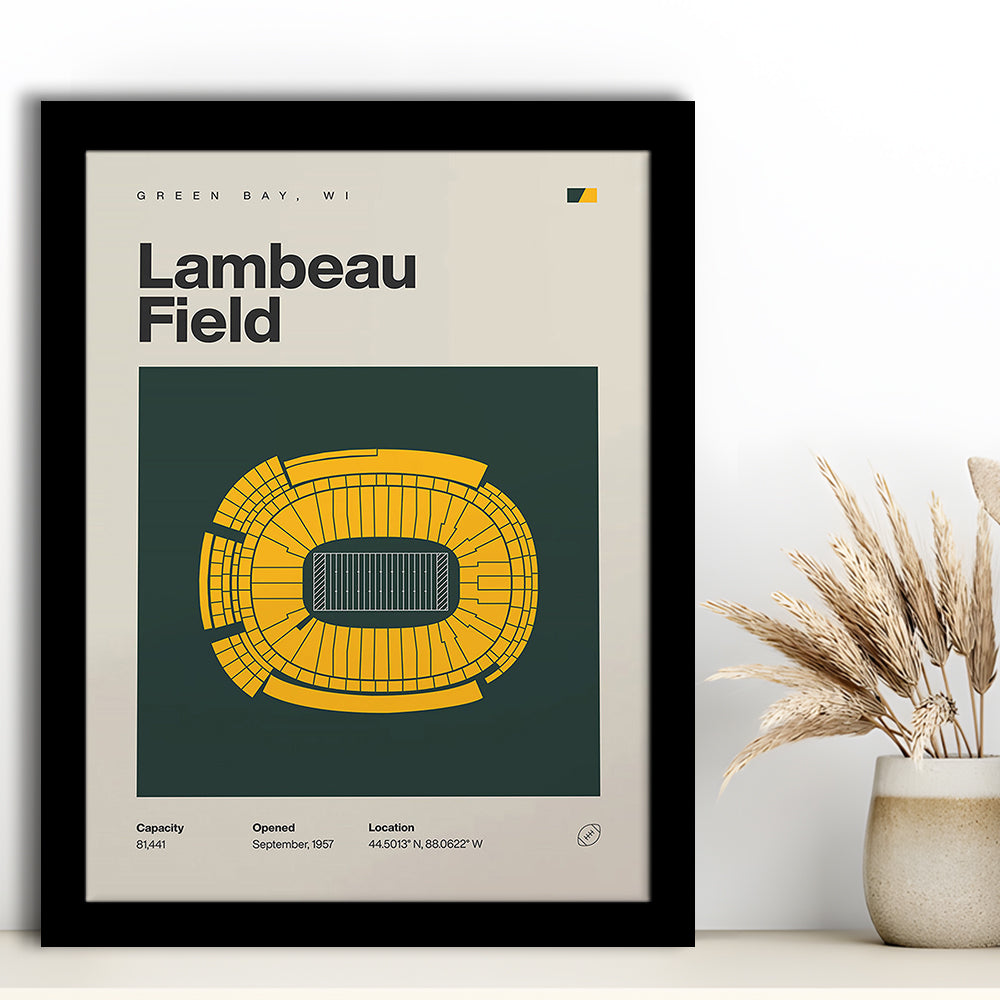 Green Bay Stadium Print, Lambeau Field Stadium Print, Gifts for him, Sport Art, Framed Art Print Wall Decor