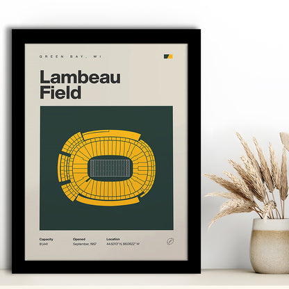 Green Bay Stadium Print, Lambeau Field Stadium Print, Gifts for him, Sport Art, Framed Art Print Wall Decor