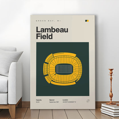 Green Bay Stadium Print, Lambeau Field Stadium Print, Fan Gifts, Sport Art, Canvas Print Wall Art