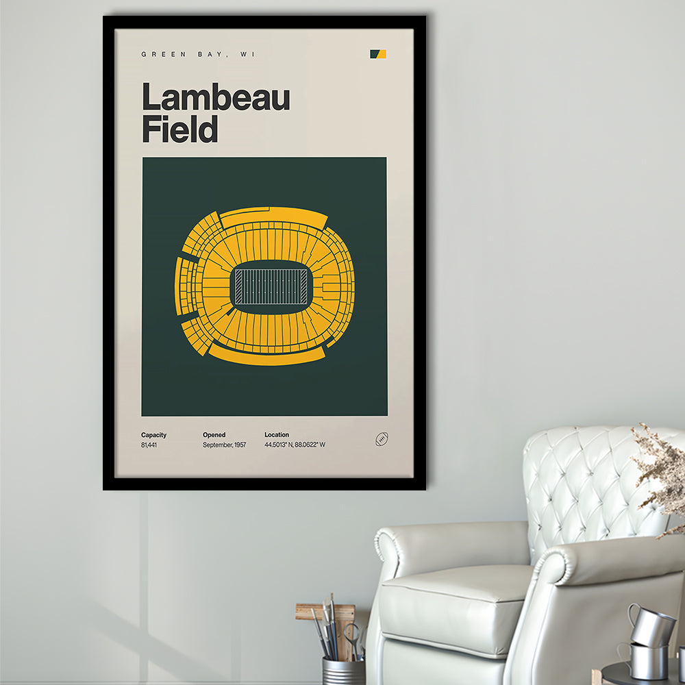 Green Bay Stadium Print, Lambeau Field Stadium Print, Gifts for him, Sport Art, Framed Art Print Wall Decor
