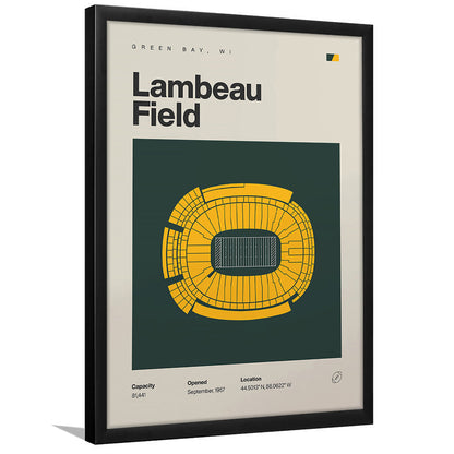 Green Bay Stadium Print, Lambeau Field Stadium Print, Gifts for him, Sport Art, Framed Art Print Wall Decor