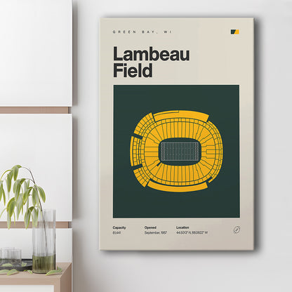 Green Bay Stadium Print, Lambeau Field Stadium Print, Fan Gifts, Sport Art, Canvas Print Wall Art