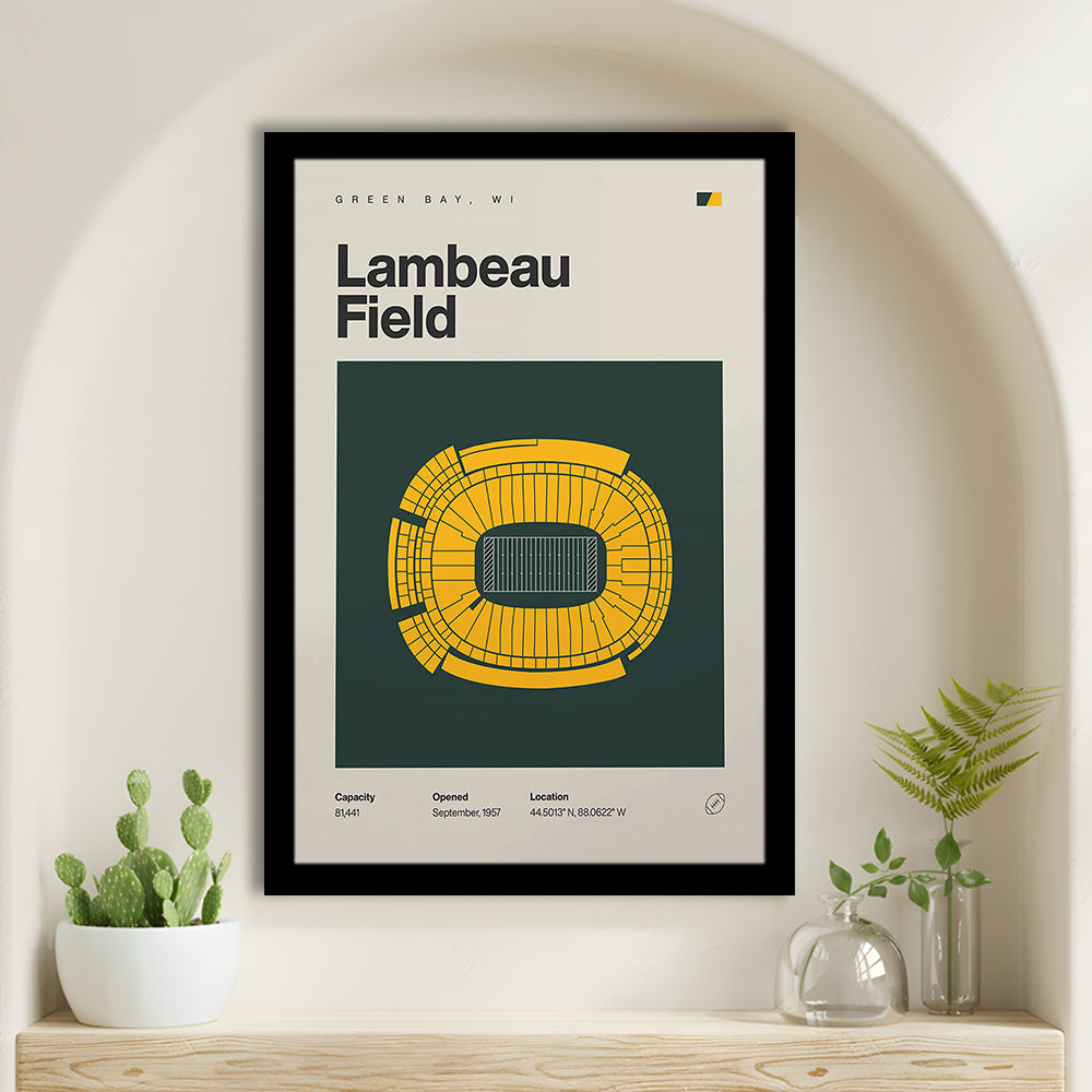 Green Bay Stadium Print, Lambeau Field Stadium Print, Gifts for him, Sport Art, Framed Art Print Wall Decor