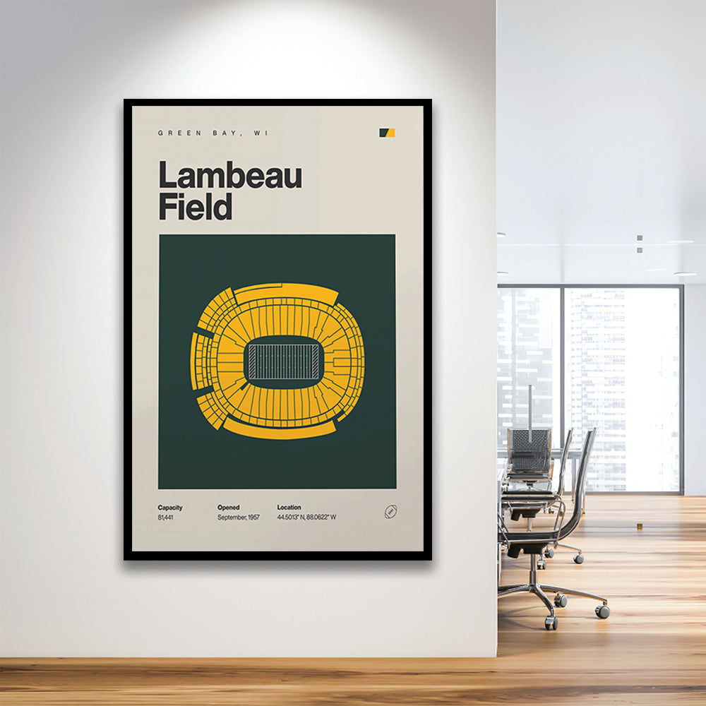 Green Bay Stadium Print, Lambeau Field Stadium Print, Gifts for him, Sport Art, Framed Art Print Wall Decor