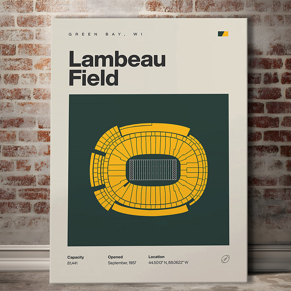 Green Bay Stadium Print, Lambeau Field Stadium Print, Fan Gifts, Sport Art, Canvas Print Wall Art