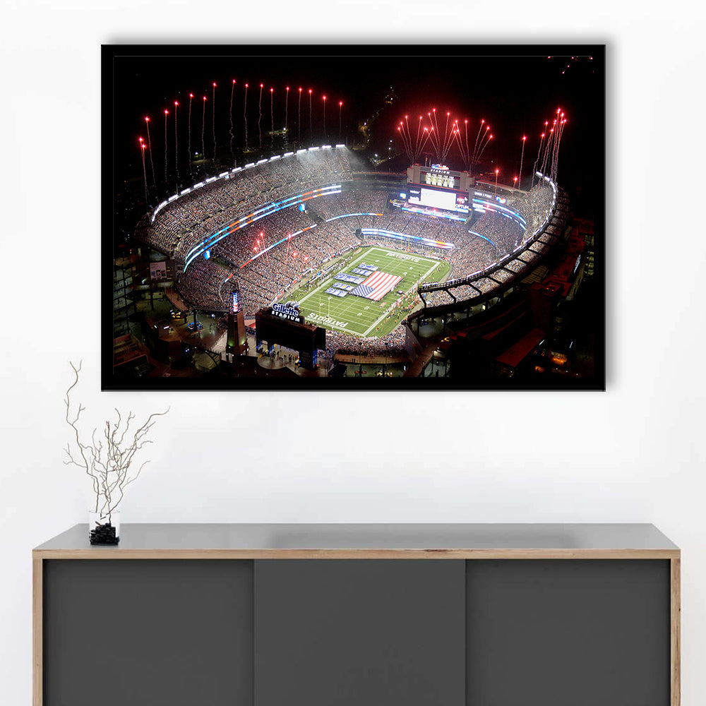 Green Power Gillette Stadium, Stadium Canvas, Sport Art, Gift for him, Framed Art Print Wall Decor, Picture Framed