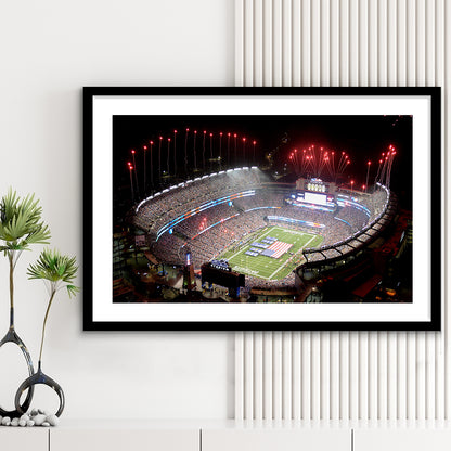 Green Power Gillette Stadium, Stadium Canvas, Sport Art, Gift for him, White Border Framed Art Print Wall Decor