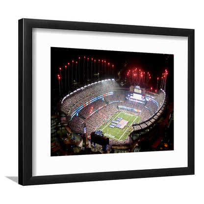 Green Power Gillette Stadium, Stadium Canvas, Sport Art, Gift for him, White Border Framed Art Print Wall Decor