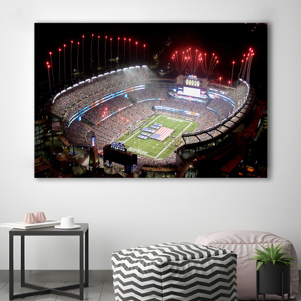 Green Power Gillette Stadium, Stadium Canvas, Sport Art, Gift for him, Man Cave Decor, Art Print, Canvas Print Wall Art