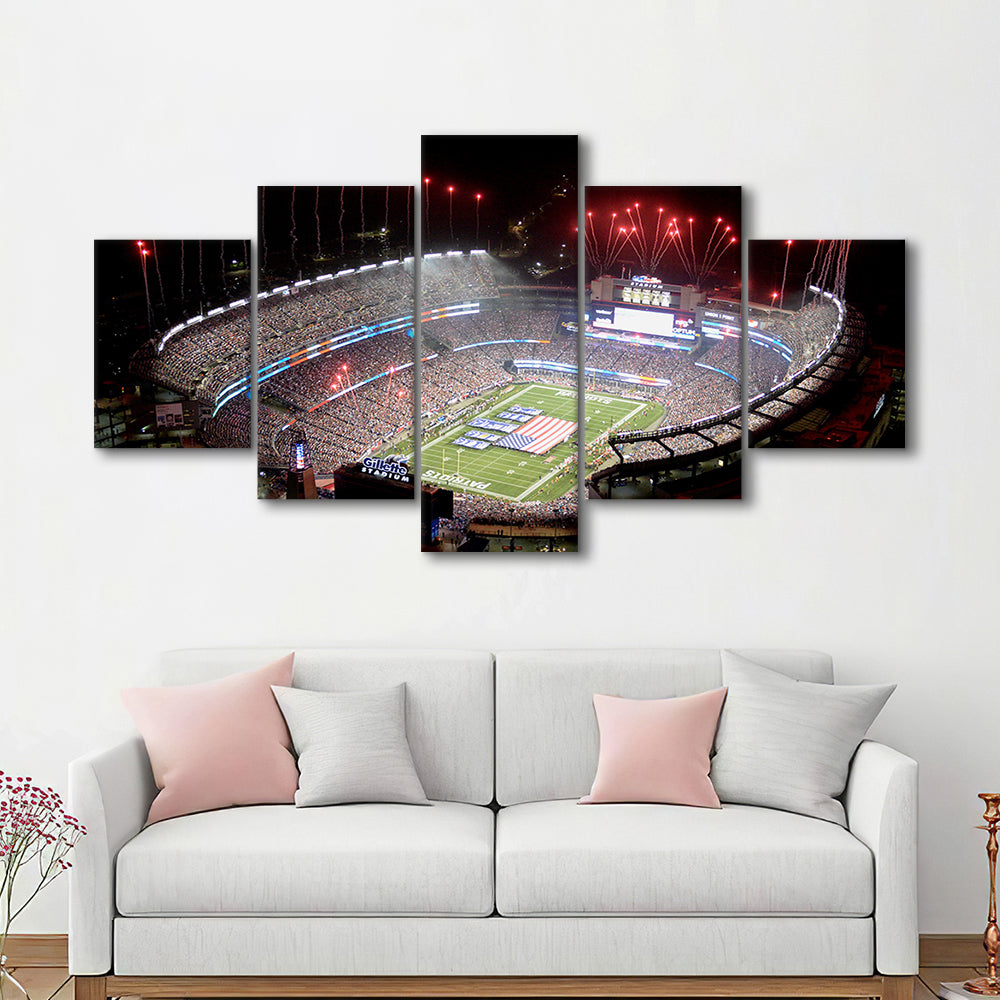 Green Power Gillette Stadium, Stadium Canvas, Sport Art, Gift for him, 5 Panel, Large Canvas, Canvas Print Wall Art