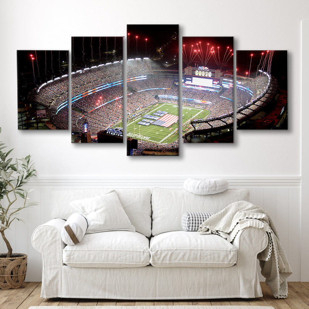 Green Power Gillette Stadium, Stadium Canvas, Sport Art, Gift for him, 5 Panel, Large Canvas, Canvas Print Wall Art